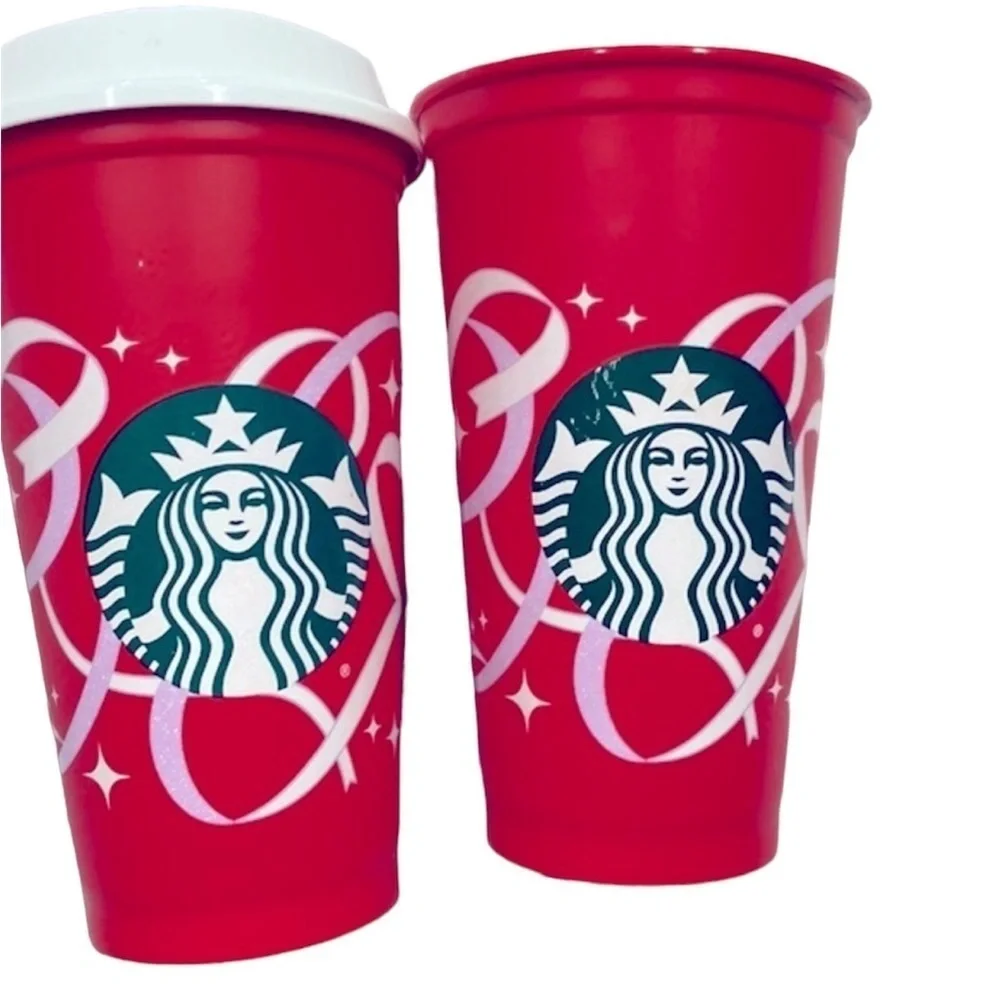 Starbucks 16 ounce reusable red Christmas tumblrs